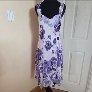 Connected Apparel Purple Floral Midi Dress Wedding Easter Y2K Fairy Vacay 10